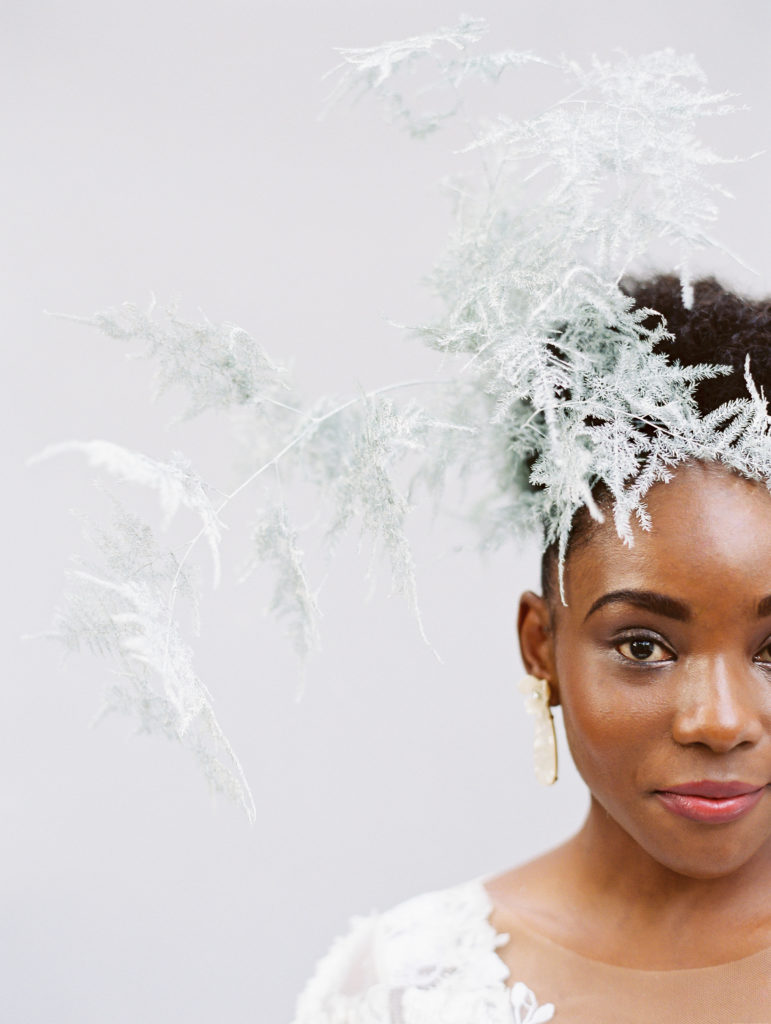 A beautiful collection of high fashion wedding editorial photographs that feature beautiful florals, headpieces, and stunning portraits by Tasha Brady Photography